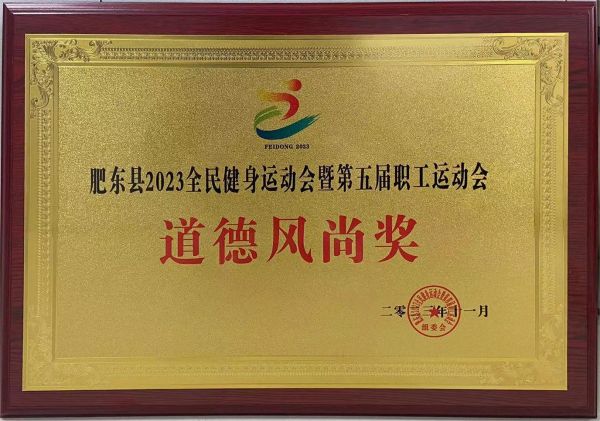 東城文傳公司榮獲肥東縣2023全民健身運動會暨第五屆職工運動會道德風尚獎